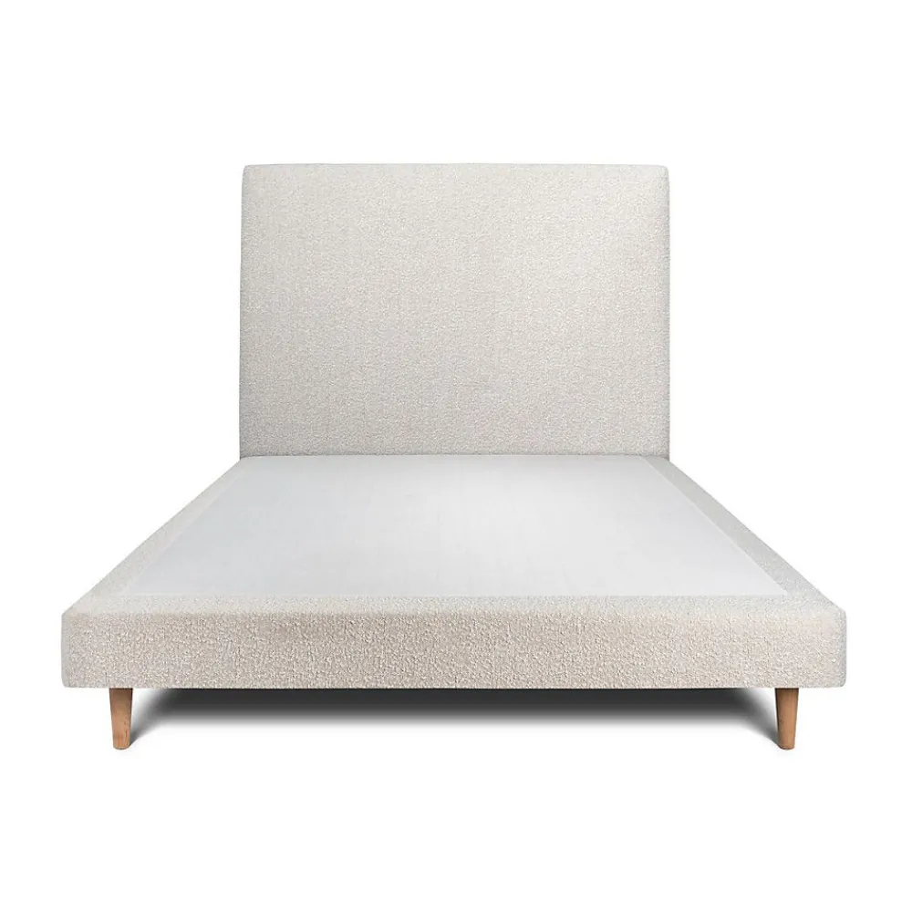 Lit avec tête de lit bouclette et sommier tapissier - Lit en bois massif>Sommeil De Plomb Sale