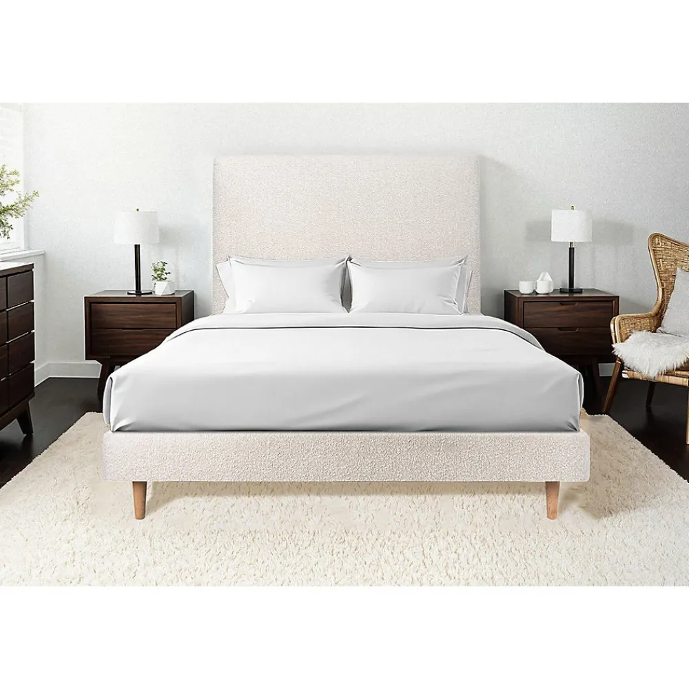 Lit avec tête de lit bouclette et sommier tapissier - Lit en bois massif>Sommeil De Plomb Sale