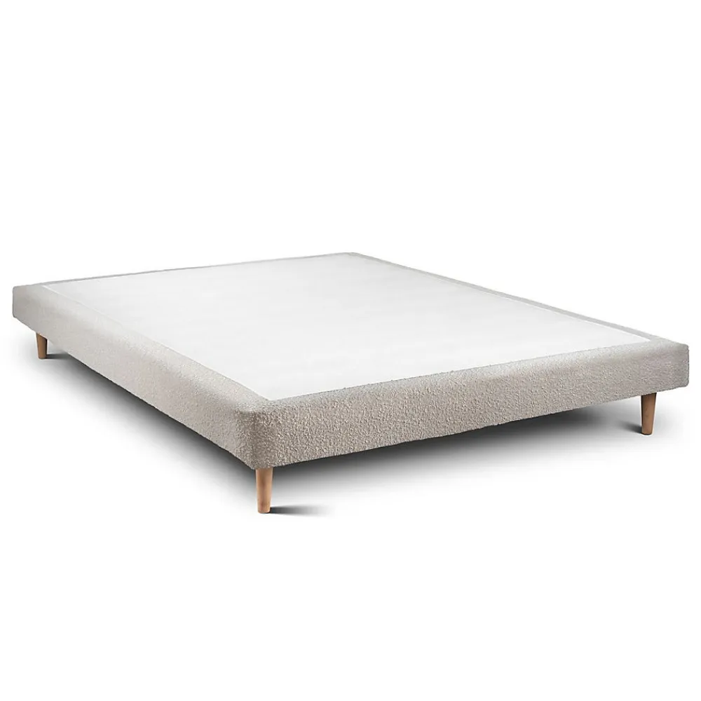 Lit avec tête de lit bouclette et sommier tapissier - Lit en bois massif>Sommeil De Plomb Sale