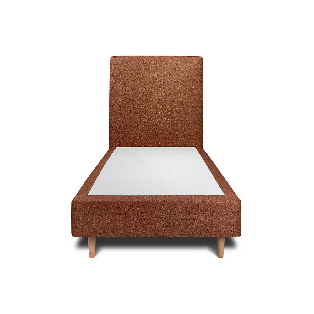 Lit avec tête de lit bouclette et sommier tapissier - Lit en bois massif>Sommeil De Plomb Sale