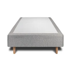 Lit avec tête de lit bouclette et sommier tapissier - Lit en bois massif><noscript><img width=