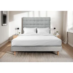 Lit avec tête de lit capitonnée et sommier kit - Lit en bois massif>Sommeil De Plomb Best