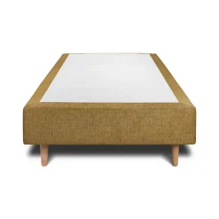 Lit avec tête de lit capitonnée tissu et sommier tapissier - Lit en bois massif><noscript><img width=