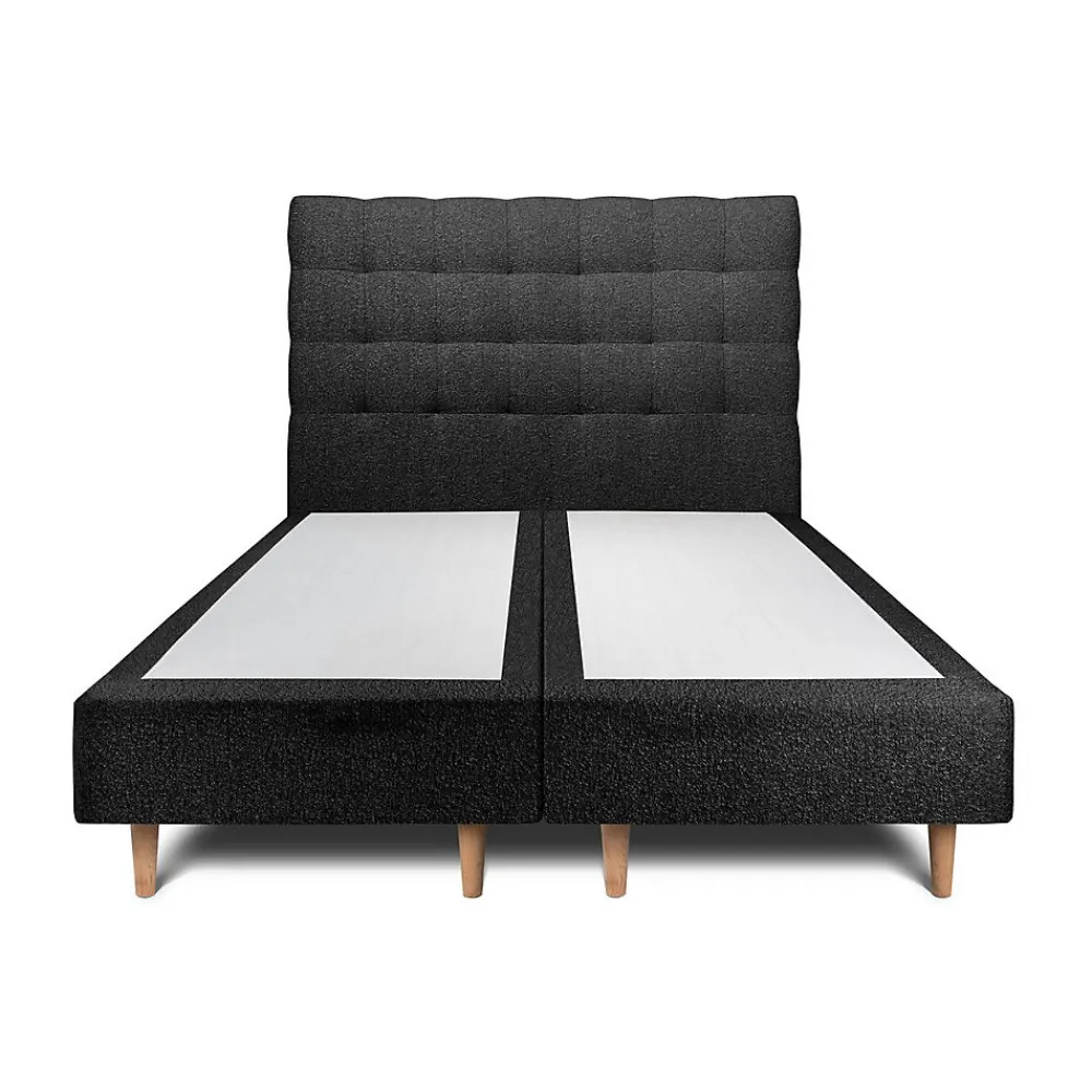 Sommeil De Plomb Lit avec tête de lit capitonnée et sommier tapissier - Lit en bois massif* Lit Double