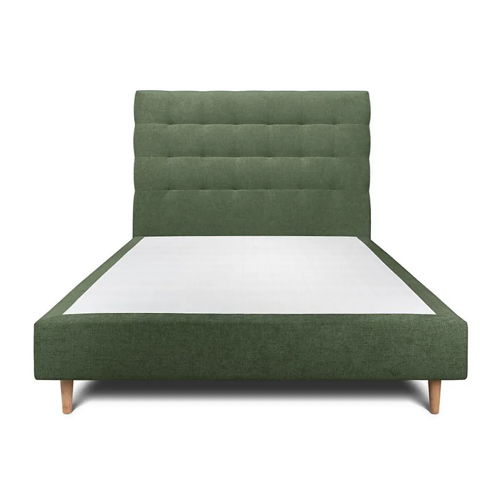 Lit avec tête de lit capitonnée tissu et sommier tapissier - Lit en bois massif>Sommeil De Plomb Hot