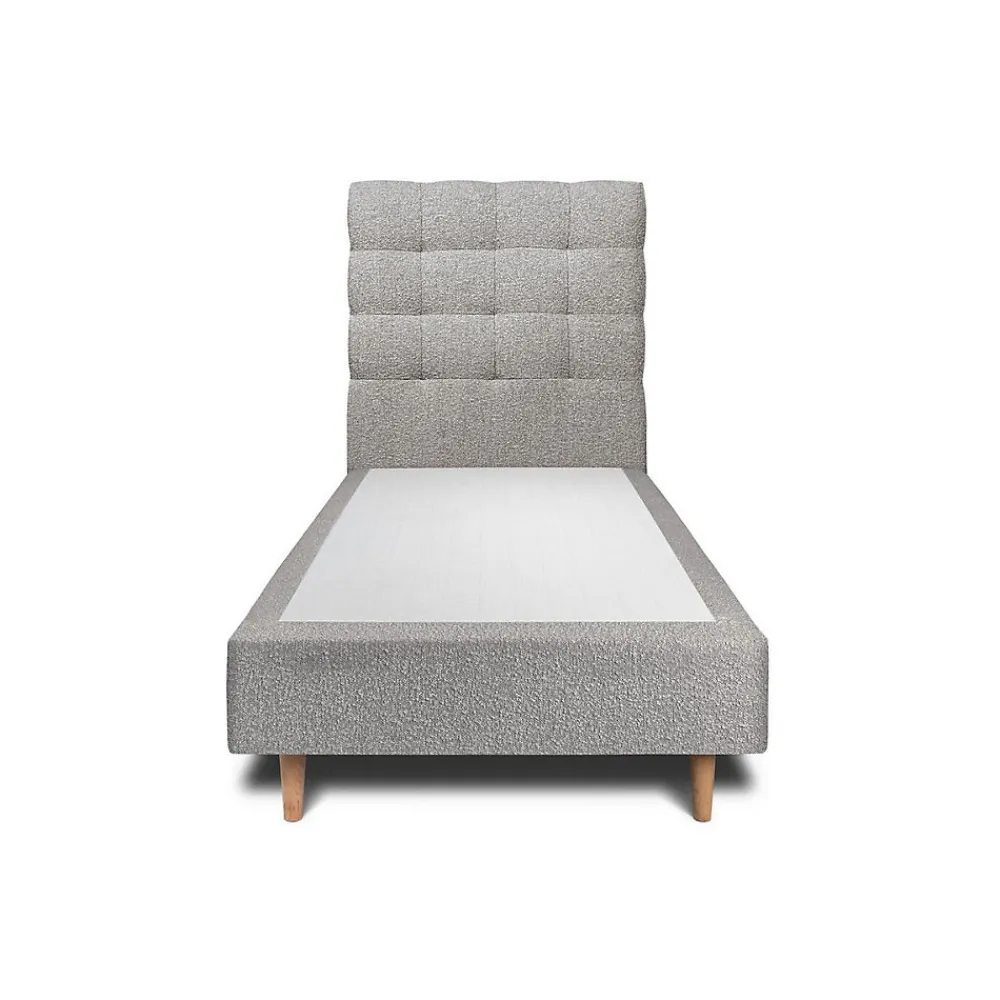 Lit avec tête de lit capitonnée et sommier tapissier - Lit en bois massif>Sommeil De Plomb Outlet