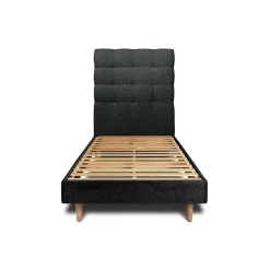 Sommeil De Plomb Lit avec tête de lit capitonnée et sommier kit - Lit en bois massif* Lit Simple