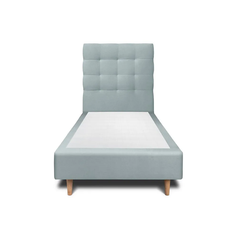 Lit avec tête de lit capitonnée velours et sommier - Lit en bois massif>Sommeil De Plomb Clearance