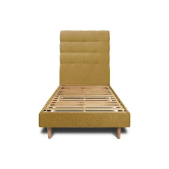 Lit avec tête de lit capitonnée tissu et sommier kit - Lit en bois massif>Sommeil De Plomb Outlet