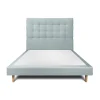Lit avec tête de lit capitonnée velours et sommier - Lit en bois massif>Sommeil De Plomb Discount