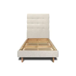 Lit avec tête de lit capitonnée tissu et sommier kit - Lit en bois massif>Sommeil De Plomb Best