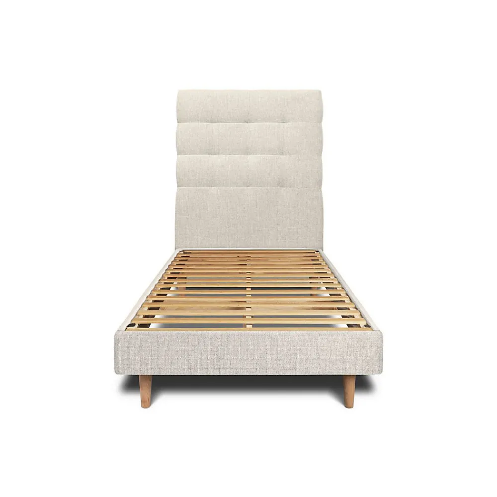 Lit avec tête de lit capitonnée tissu et sommier kit - Lit en bois massif>Sommeil De Plomb Best