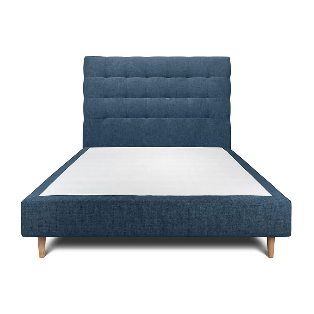 Lit avec tête de lit capitonnée tissu et sommier tapissier - Lit en bois massif>Sommeil De Plomb