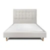 Lit avec tête de lit capitonnée velours et sommier - Lit en bois massif>Sommeil De Plomb Online