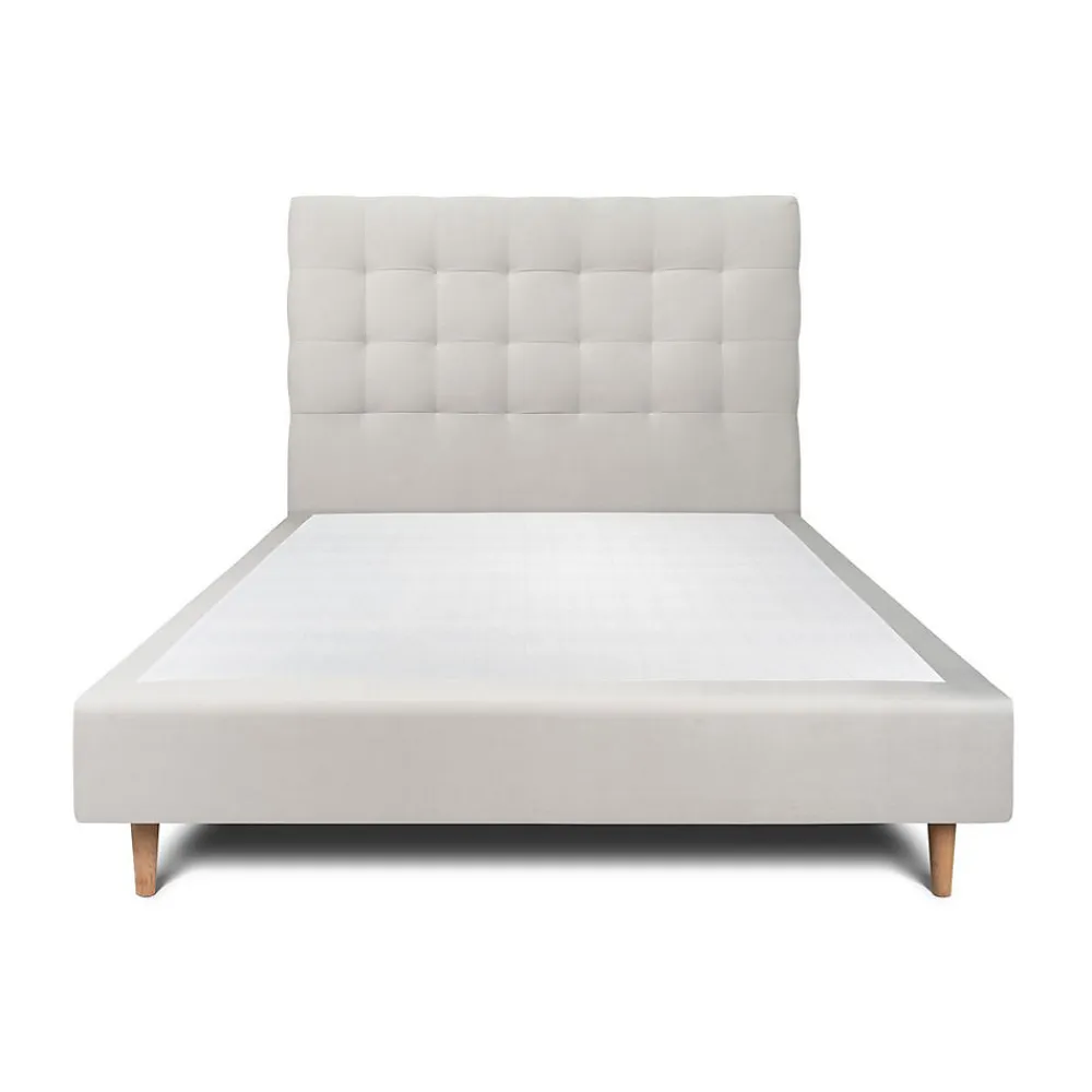 Lit avec tête de lit capitonnée velours et sommier - Lit en bois massif>Sommeil De Plomb Online