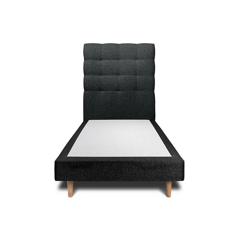 Lit avec tête de lit capitonnée et sommier tapissier - Lit en bois massif>Sommeil De Plomb Discount