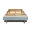 Sommeil De Plomb Lit avec tête de lit capitonnée velours et sommier kit - Lit en bois massif* Lit Simple