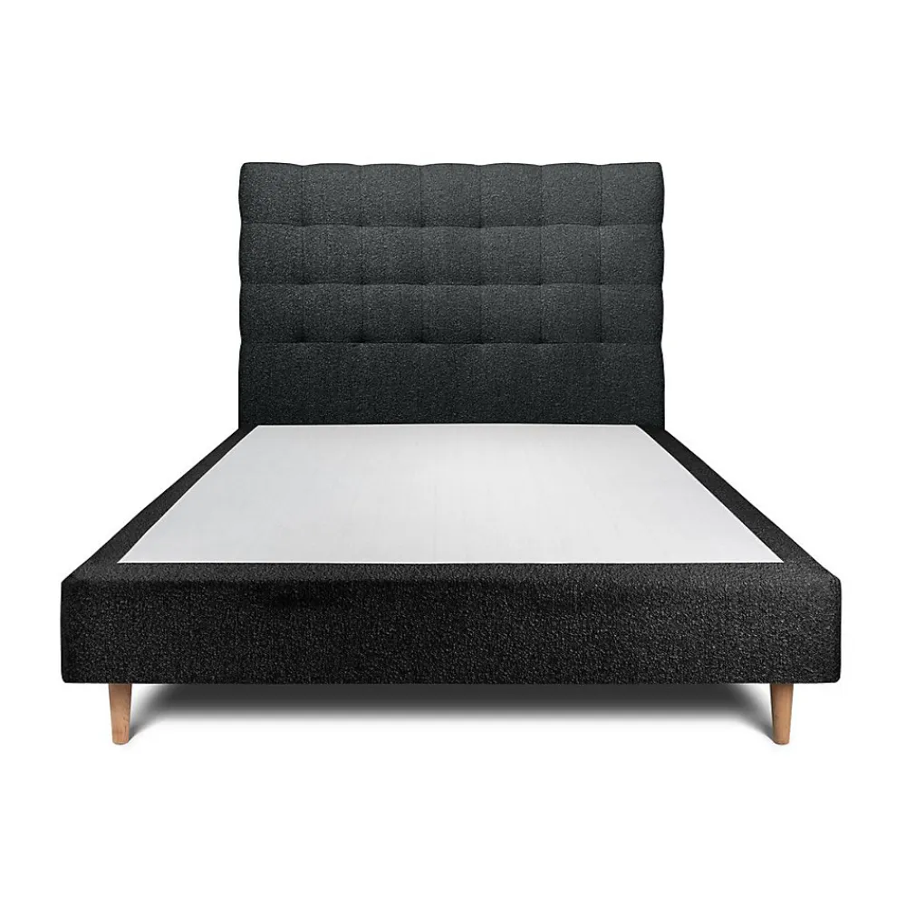 Lit avec tête de lit capitonnée et sommier tapissier - Lit en bois massif>Sommeil De Plomb Hot