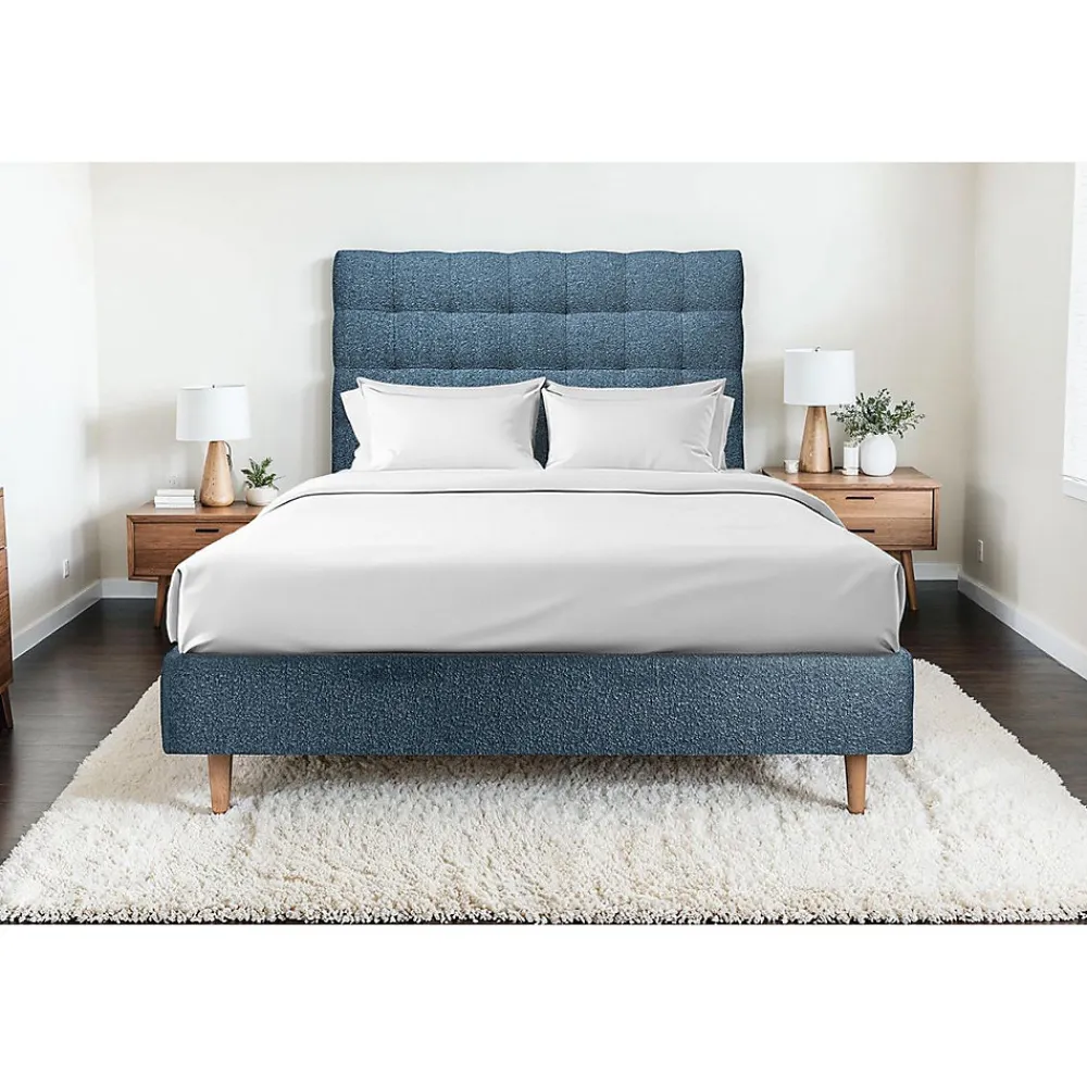 Lit avec tête de lit capitonnée et sommier tapissier - Lit en bois massif>Sommeil De Plomb Hot