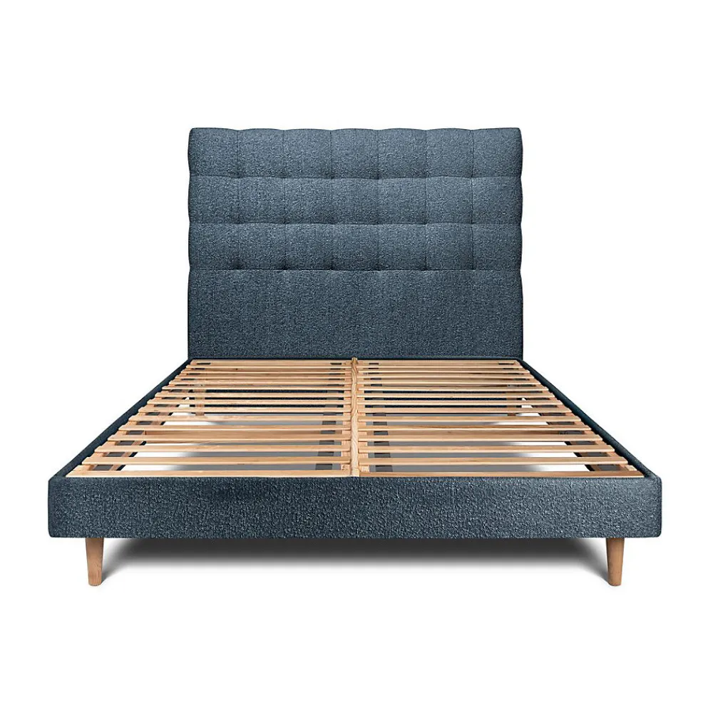 Lit avec tête de lit capitonnée et sommier kit - Lit en bois massif>Sommeil De Plomb Outlet