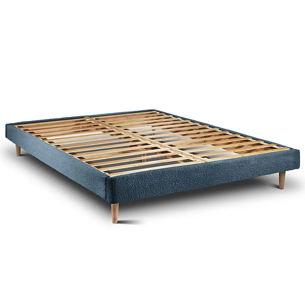 Lit avec tête de lit capitonnée et sommier kit - Lit en bois massif>Sommeil De Plomb Outlet
