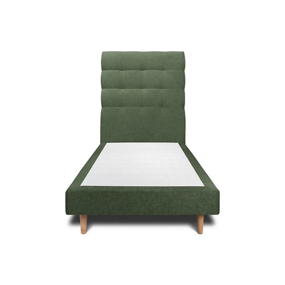 Lit avec tête de lit capitonnée tissu et sommier tapissier - Lit en bois massif>Sommeil De Plomb Best