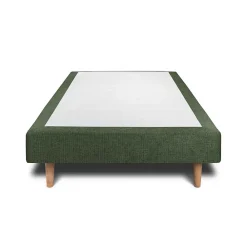 Lit avec tête de lit capitonnée tissu et sommier tapissier - Lit en bois massif><noscript><img width=