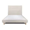 Sommeil De Plomb Lit avec tête de lit capitonnée tissu et sommier tapissier - Lit en bois massif* Lit Double