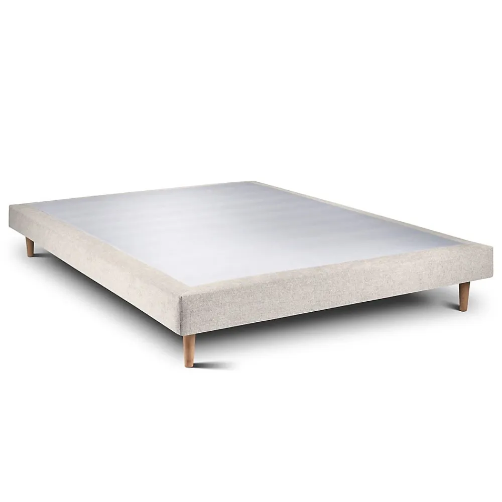 Sommeil De Plomb Lit avec tête de lit capitonnée tissu et sommier tapissier - Lit en bois massif* Lit Double