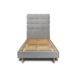 Sommeil De Plomb Lit avec tête de lit capitonnée et sommier kit - Lit en bois massif* Lit Simple