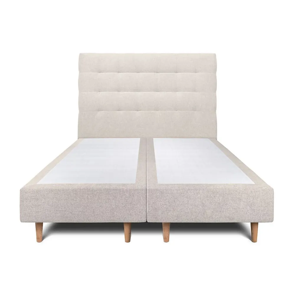 Sommeil De Plomb Lit avec tête de lit capitonnée tissu et sommier tapissier - Lit en bois massif* Lit Double