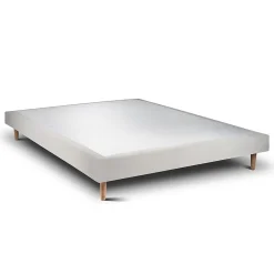 Sommeil De Plomb Lit avec tête de lit capitonnée velours et sommier - Lit en bois massif* Lit Simple