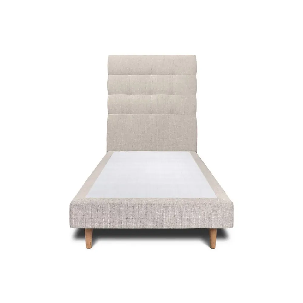 Sommeil De Plomb Lit avec tête de lit capitonnée tissu et sommier tapissier - Lit en bois massif* Lit Simple