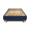 Sommeil De Plomb Lit avec tête de lit capitonnée velours et sommier kit - Lit en bois massif* Lit Simple