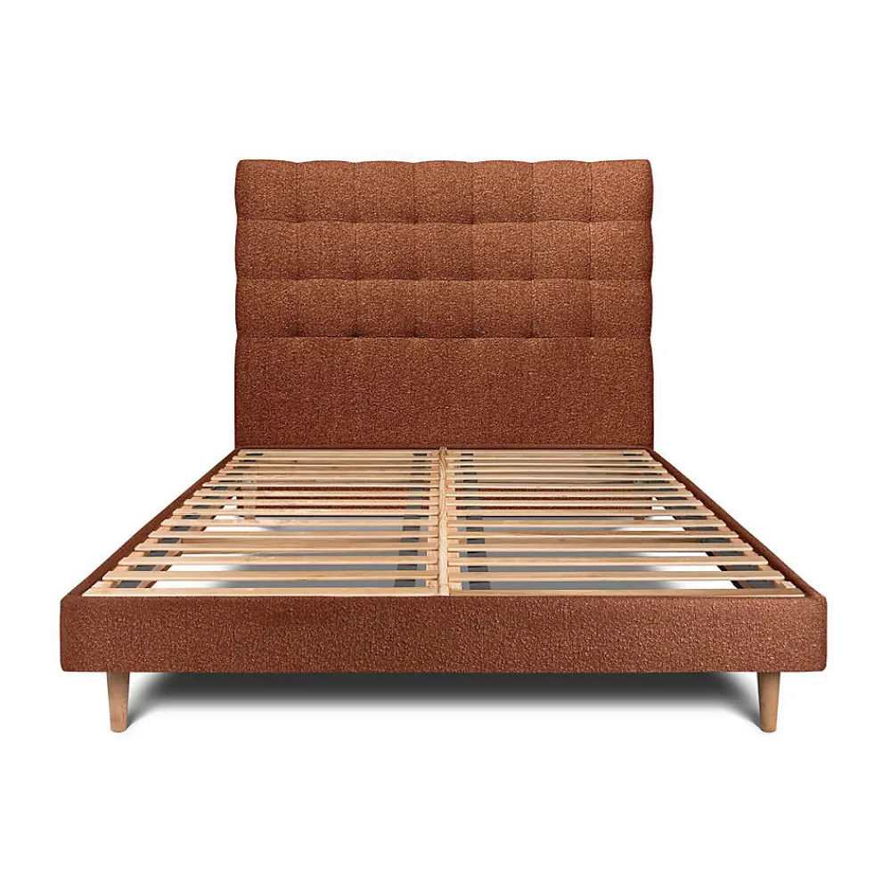 Lit avec tête de lit capitonnée et sommier kit - Lit en bois massif>Sommeil De Plomb Best