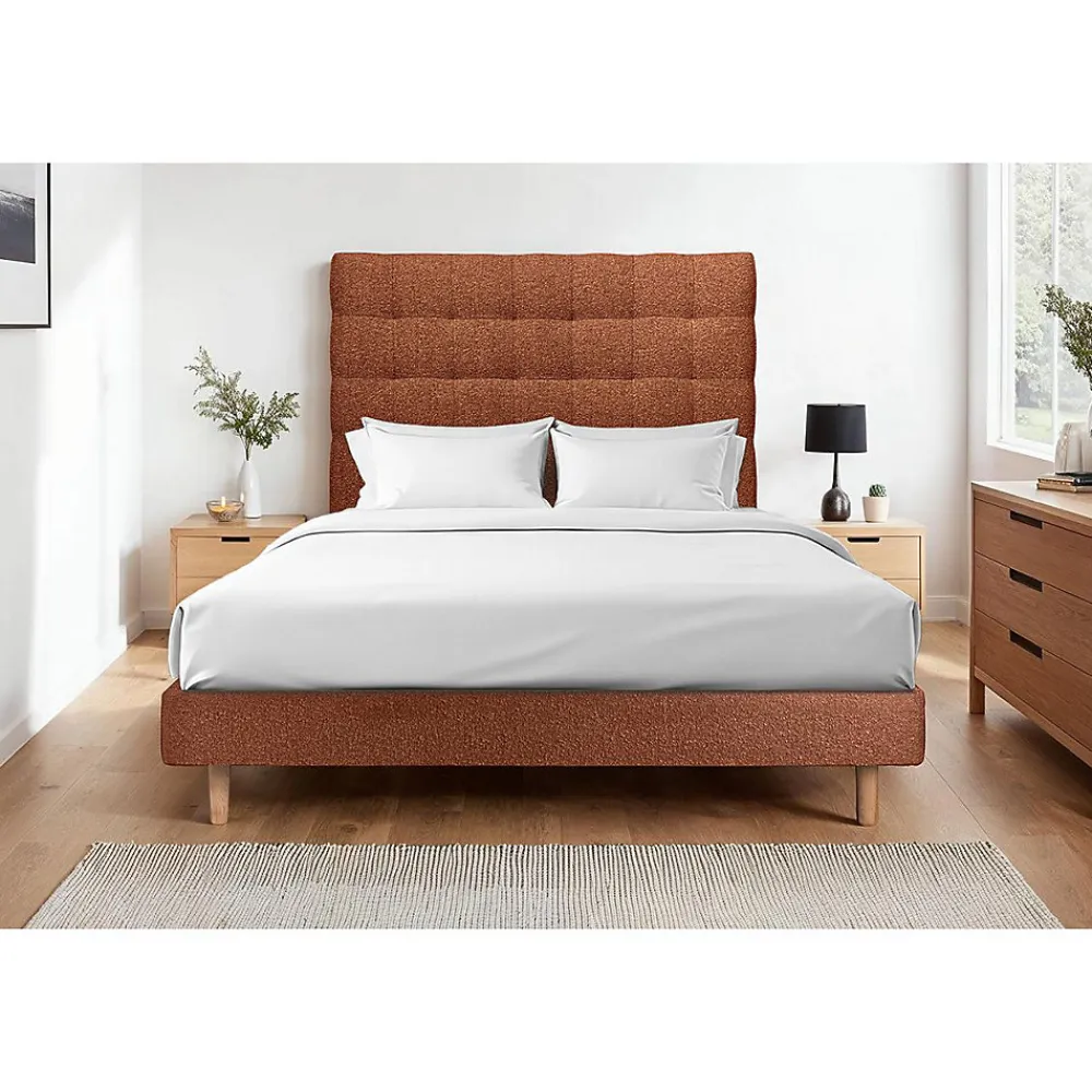 Lit avec tête de lit capitonnée et sommier kit - Lit en bois massif>Sommeil De Plomb Best