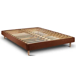 Lit avec tête de lit capitonnée et sommier kit - Lit en bois massif><noscript><img width=