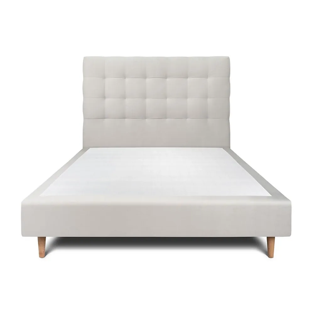 Sommeil De Plomb Lit avec tête de lit capitonnée velours et sommier - Lit en bois massif* Lit Double
