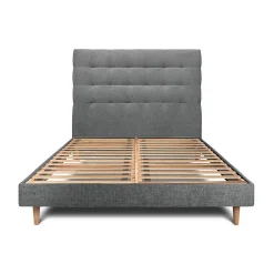 Lit avec tête de lit capitonnée tissu et sommier kit - Lit en bois massif>Sommeil De Plomb Online