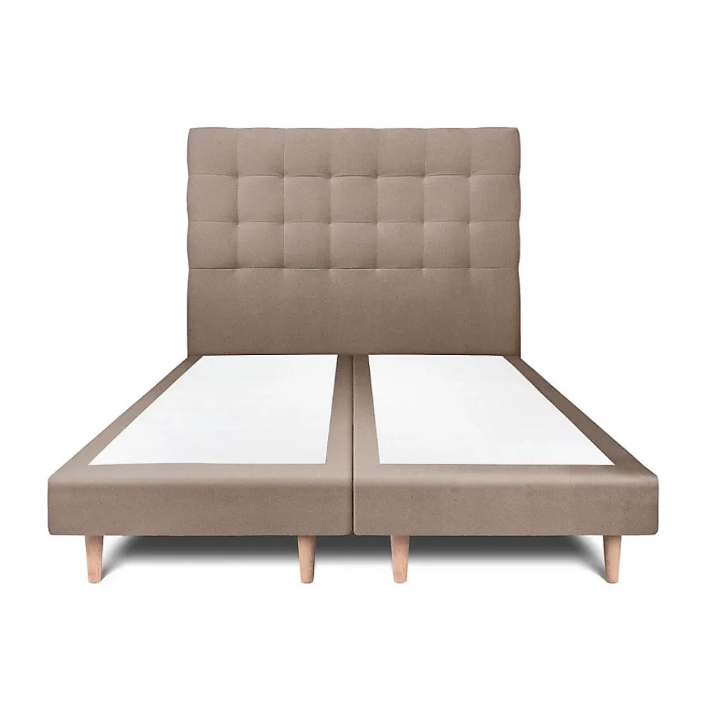 Sommeil De Plomb Lit avec tête de lit capitonnée velours et sommier - Lit en bois massif* Lit Double