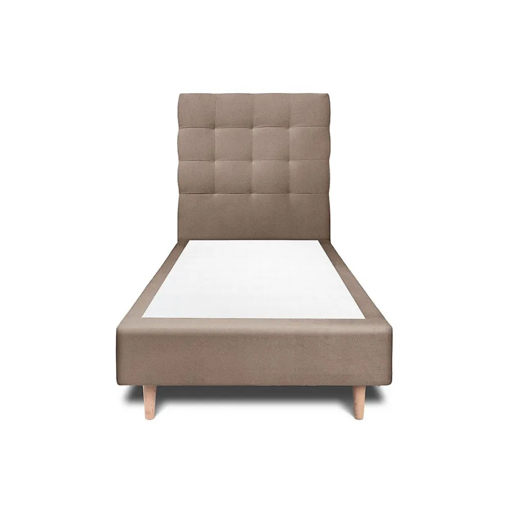 Lit avec tête de lit capitonnée velours et sommier - Lit en bois massif>Sommeil De Plomb Clearance