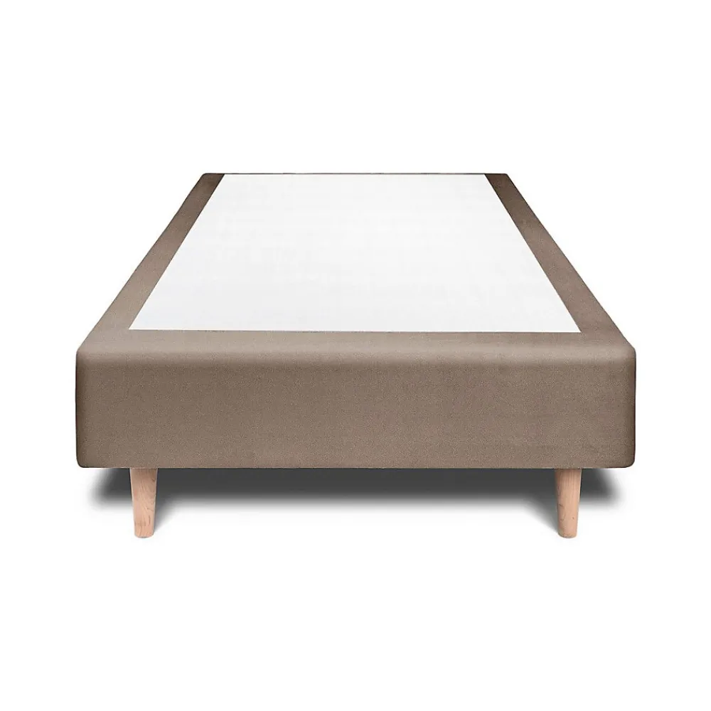 Lit avec tête de lit capitonnée velours et sommier - Lit en bois massif>Sommeil De Plomb Clearance