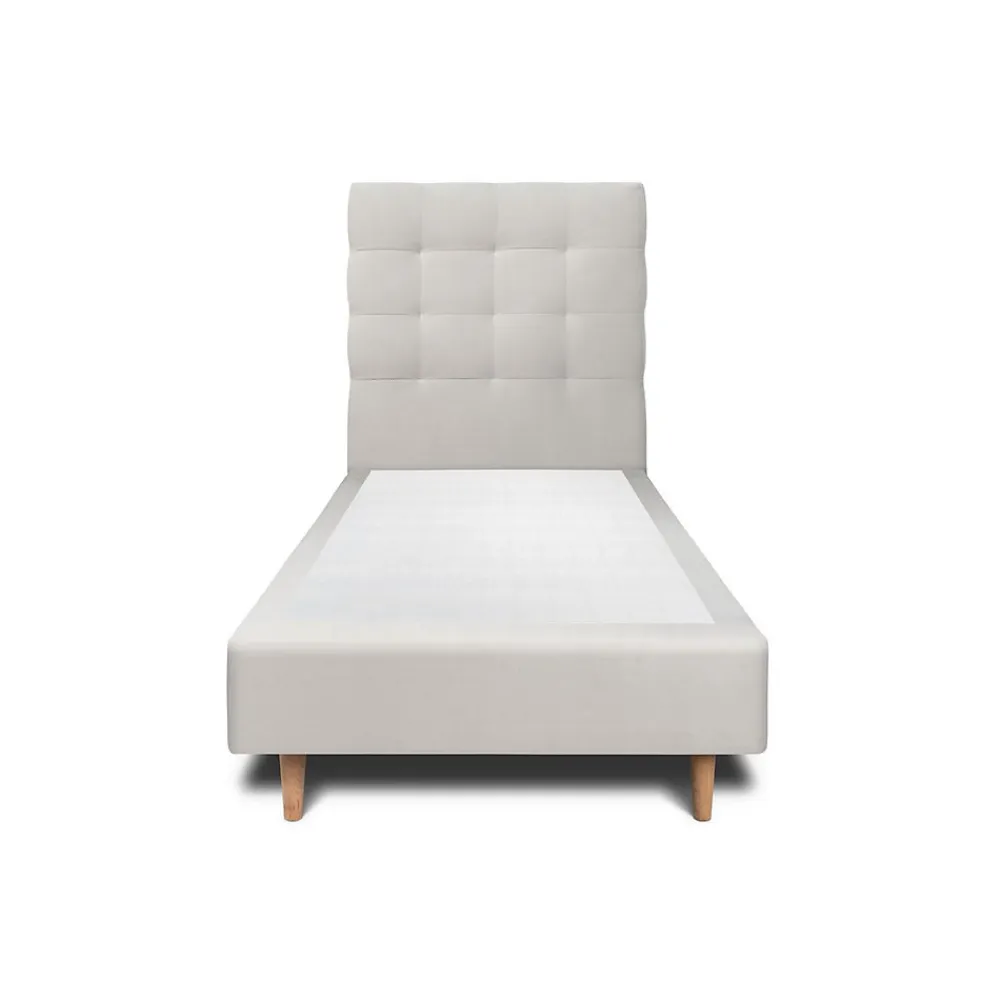 Lit avec tête de lit capitonnée velours et sommier - Lit en bois massif>Sommeil De Plomb Best