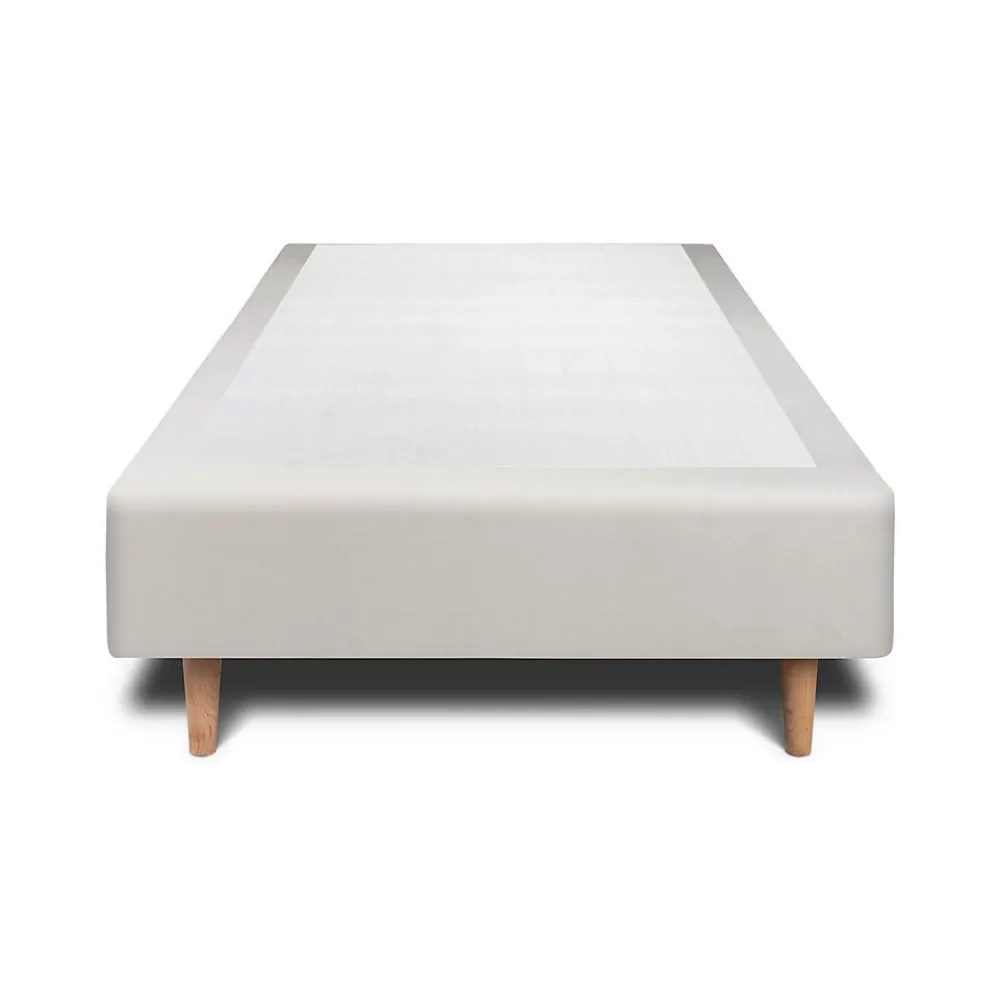 Lit avec tête de lit capitonnée velours et sommier - Lit en bois massif>Sommeil De Plomb Best