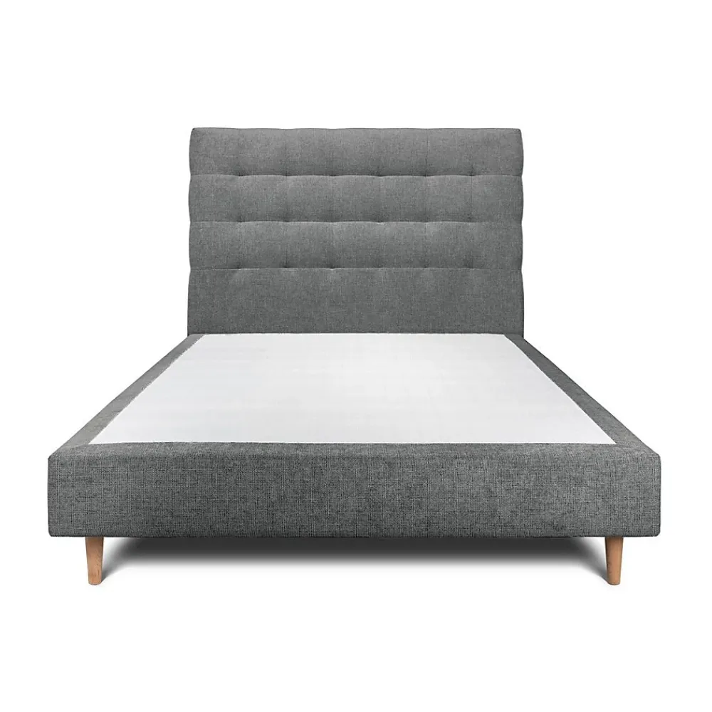 Sommeil De Plomb Lit avec tête de lit capitonnée tissu et sommier tapissier - Lit en bois massif* Lit Simple