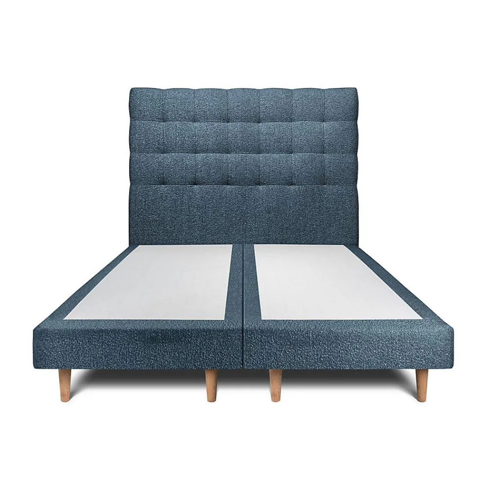 Lit avec tête de lit capitonnée et sommier tapissier - Lit en bois massif>Sommeil De Plomb Online