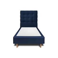 Lit avec tête de lit capitonnée velours et sommier - Lit en bois massif>Sommeil De Plomb Discount
