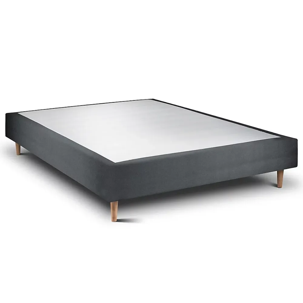 Sommeil De Plomb Lit avec tête de lit capitonnée velours et sommier - Lit en bois massif* Lit Simple