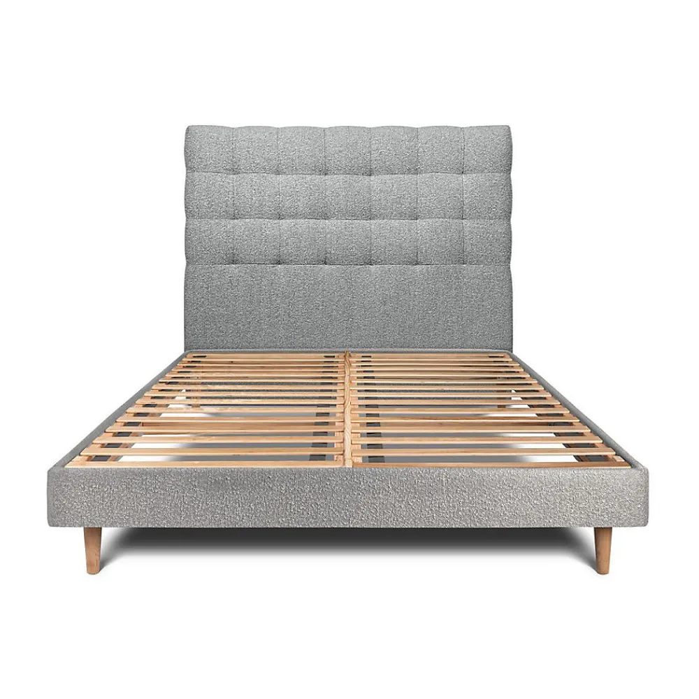 Sommeil De Plomb Lit avec tête de lit capitonnée et sommier kit - Lit en bois massif* Lit Simple