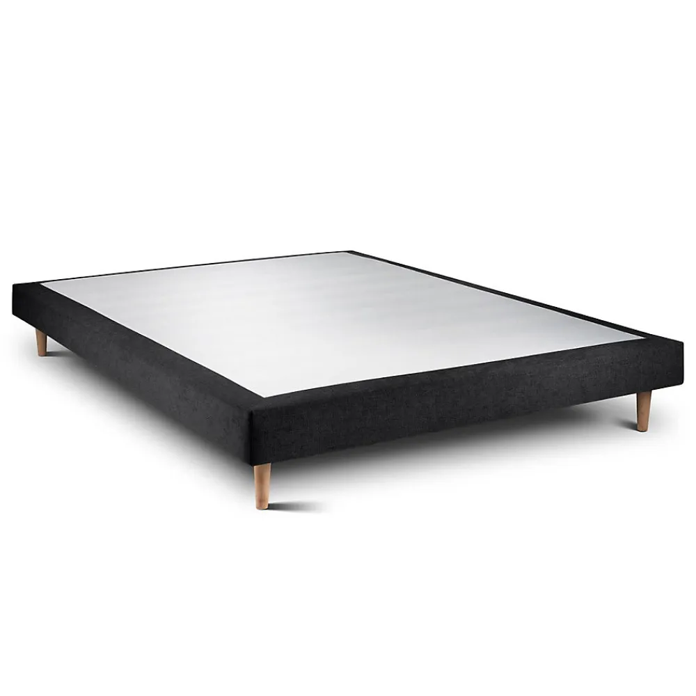 Lit avec tête de lit capitonnée tissu et sommier tapissier - Lit en bois massif>Sommeil De Plomb
